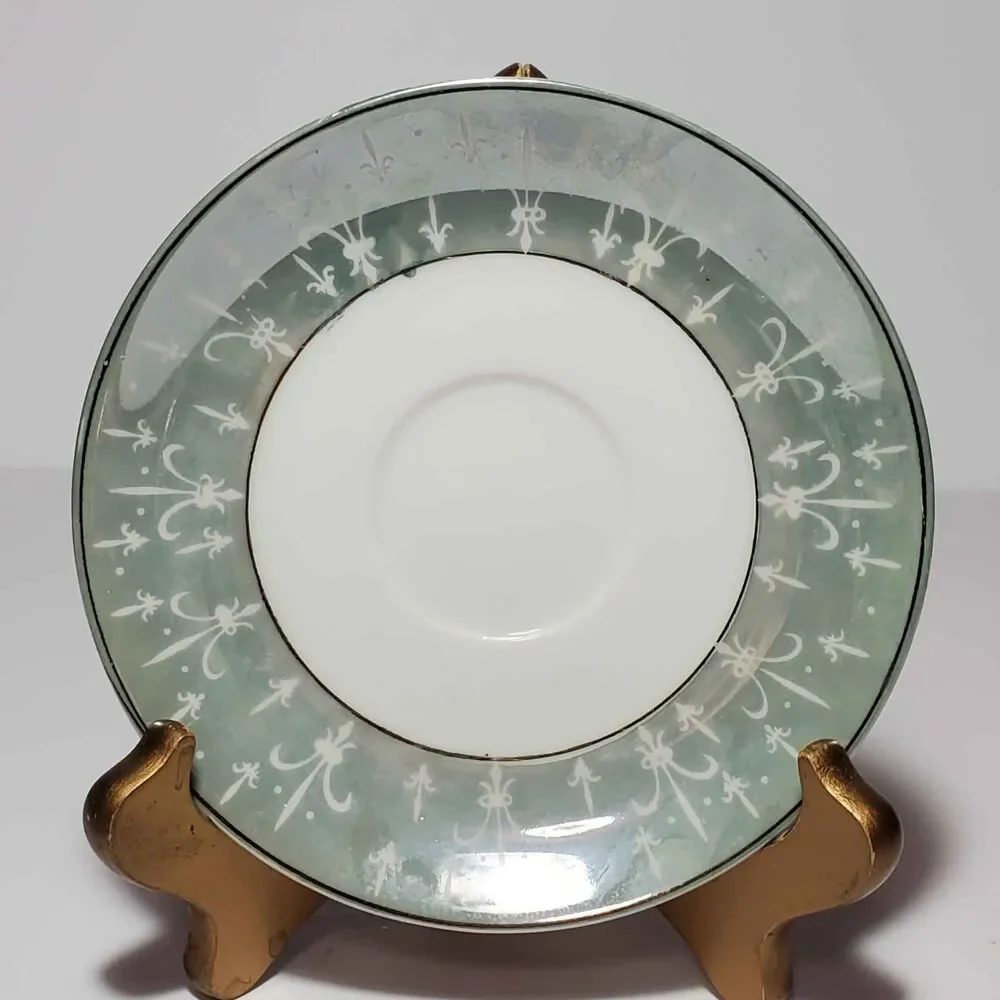 Fleur De Lis Teacup and Saucer Floral Vintage